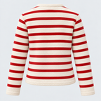 Åben Front Stribet Cardigan - Blødt Blandingsstrik