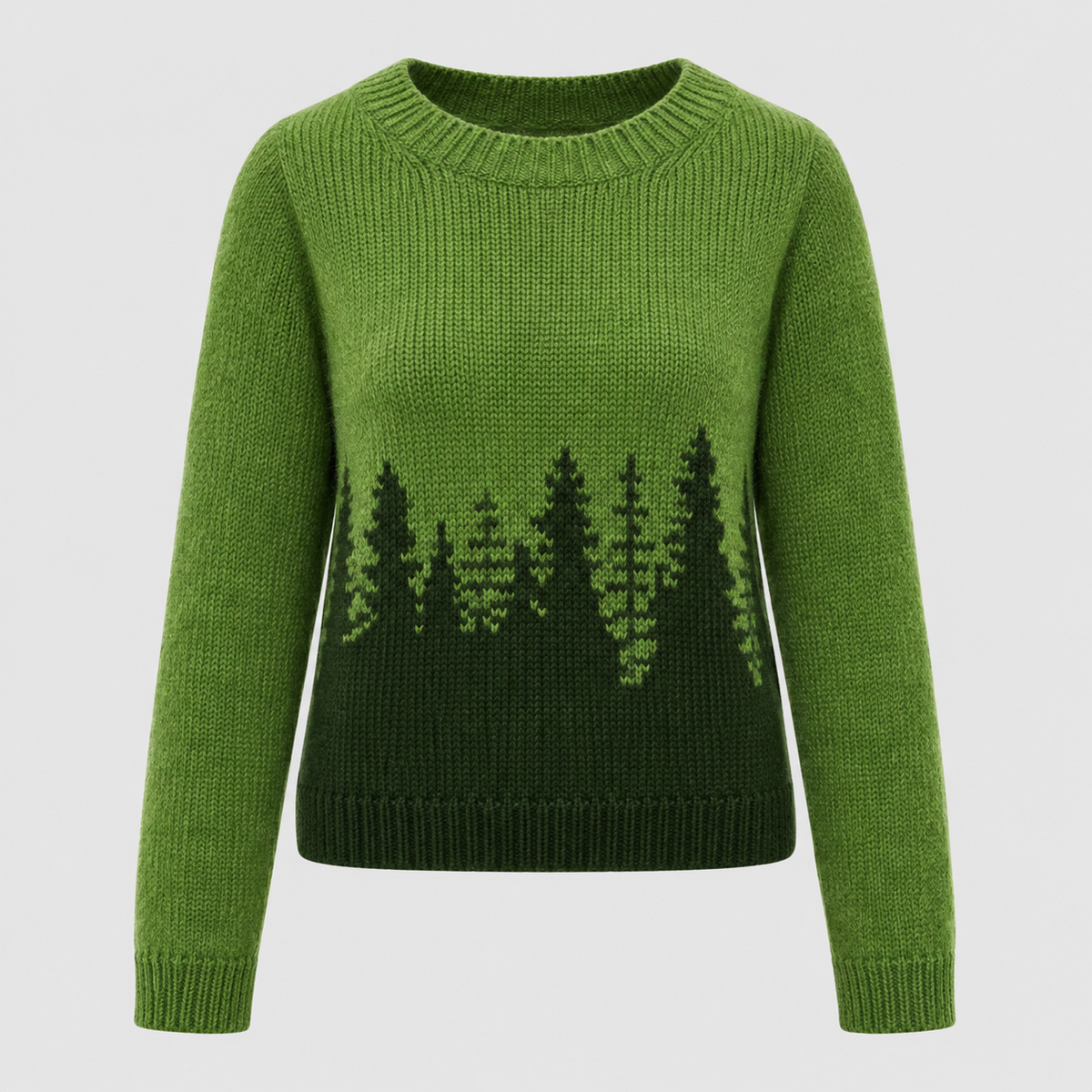 Ombre Skovprintet Sweater til Damer - Uldblandet Strik