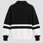 Stribet Sweater med Kort Lynlås til Damer - Colorblock Strik