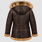Hættejakke i Shearling-Stil - Mørkebrun, Fleeceforet