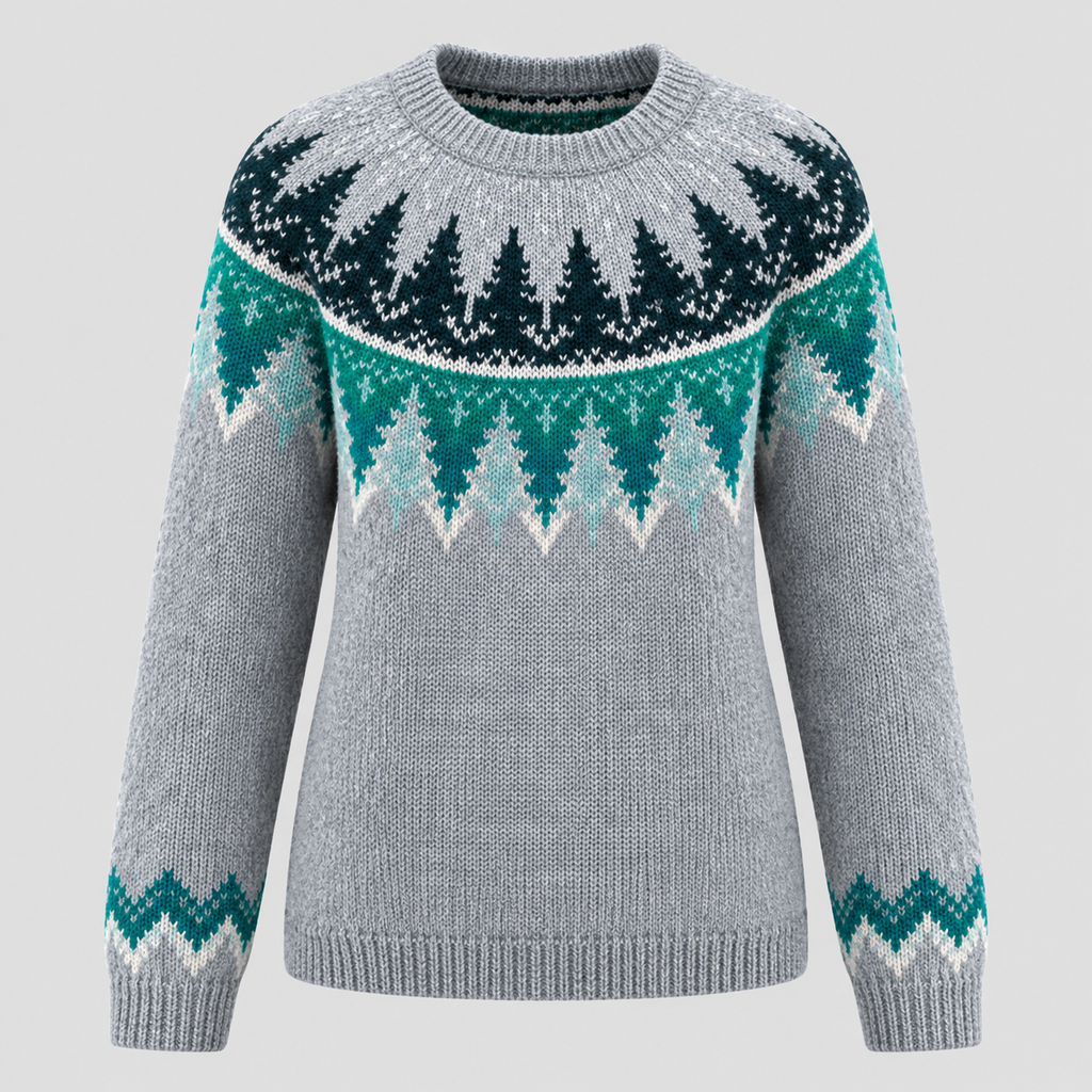 Fair Isle-Sweater til Damer - Strikket med Geometrisk Mønster