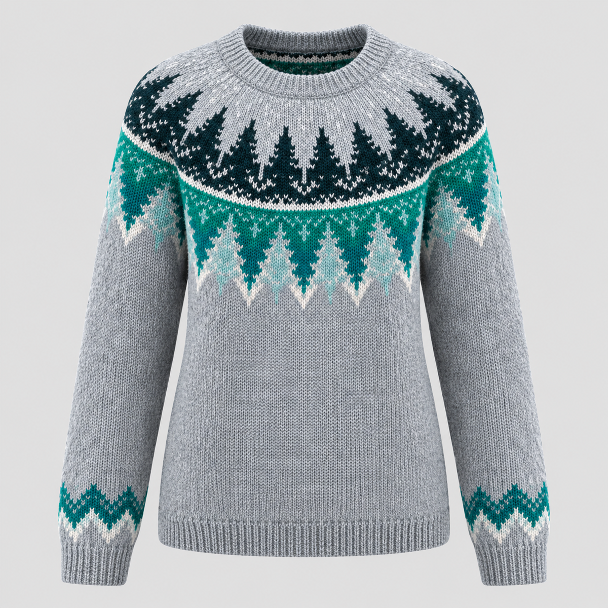 Fair Isle-Sweater til Damer - Strikket med Geometrisk Mønster