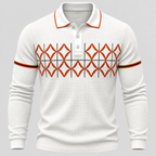 Herre Polosweater med Geometrisk Print - Treknaps Placket