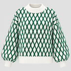 Rudemønstret Strikket Sweater til Damer - Åben Hæklestil