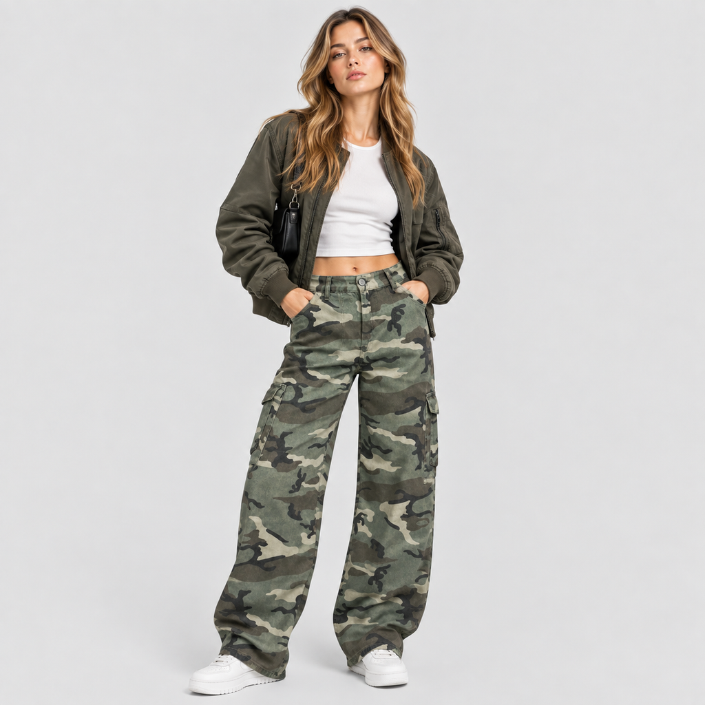 Camouflage Cargobukser - Stretchliv Normal Pasform