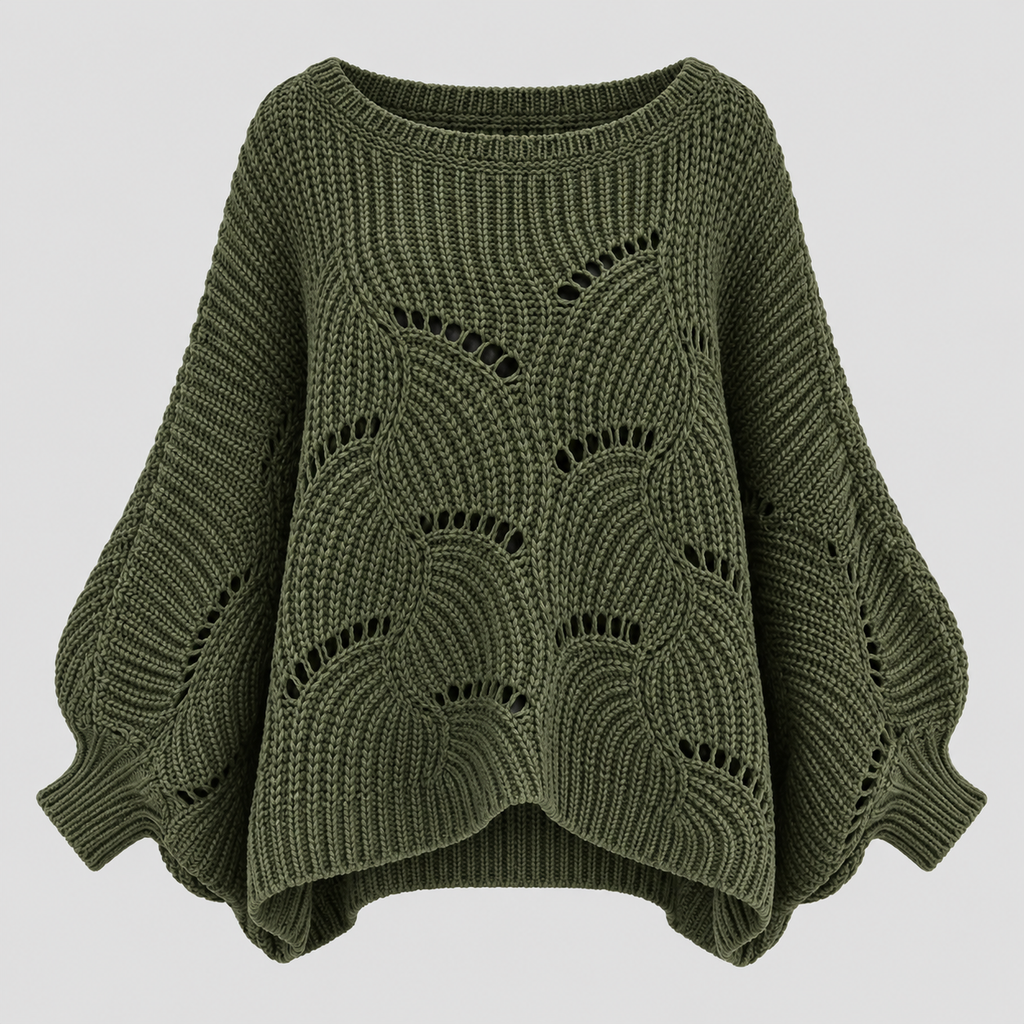 Sweater med Flagermusærmer til Damer - Cropped Kabelstrik