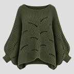 Sweater med Flagermusærmer til Damer - Cropped Kabelstrik
