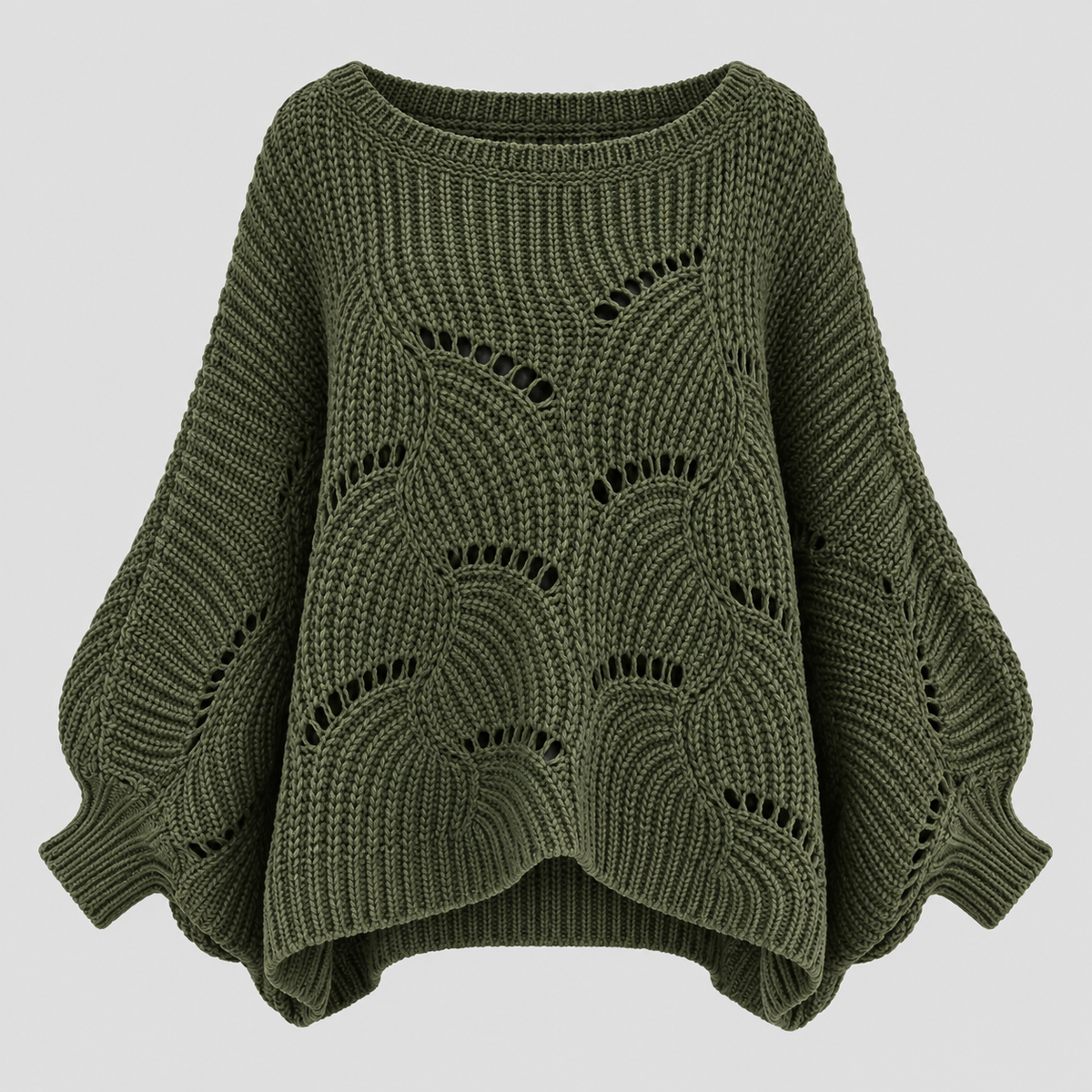 Sweater med Flagermusærmer til Damer - Cropped Kabelstrik