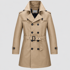 Dobbeltradet Trenchcoat - Bæltet Talje, Revers