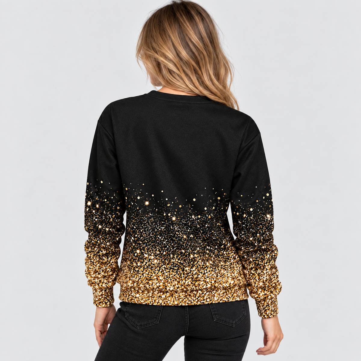 Pailletsweater med Snefnug til Damer - Ombre Gradient Strik