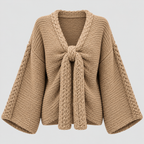 Luvet Cardigan til Damer - Åben Front, Oversized Strik