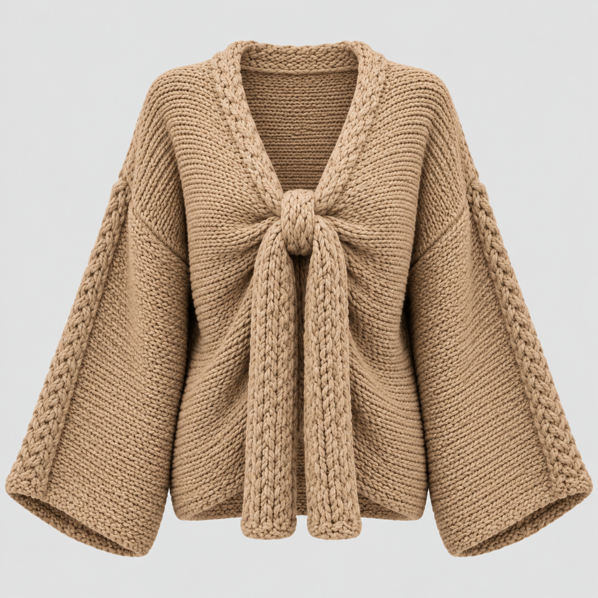 Luvet Cardigan til Damer - Åben Front, Oversized Strik