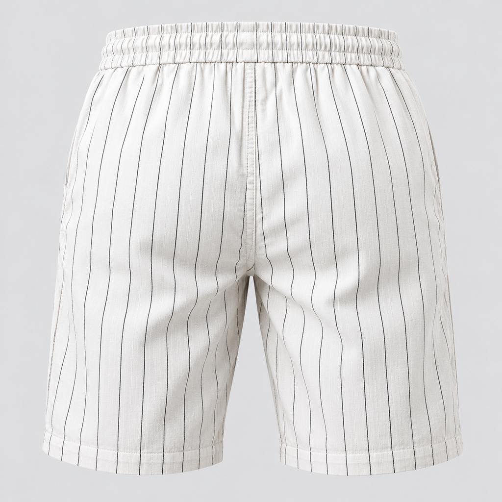 Herre Nålestribede Shorts – Elastisk Talje med Snor