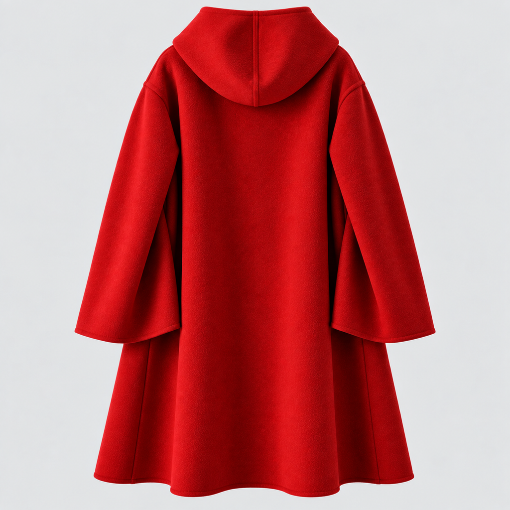 Lang Frakke i Uldlook - Wrap-Lukning med Revers