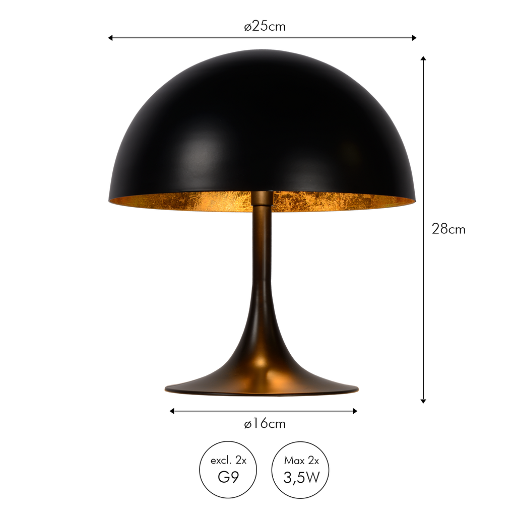 Bordlampe Braga rund bordlampe med lysrefleksion