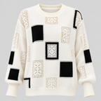 Sweater med Abstrakt Kvadratmønster til Damer - Lange Ærmer