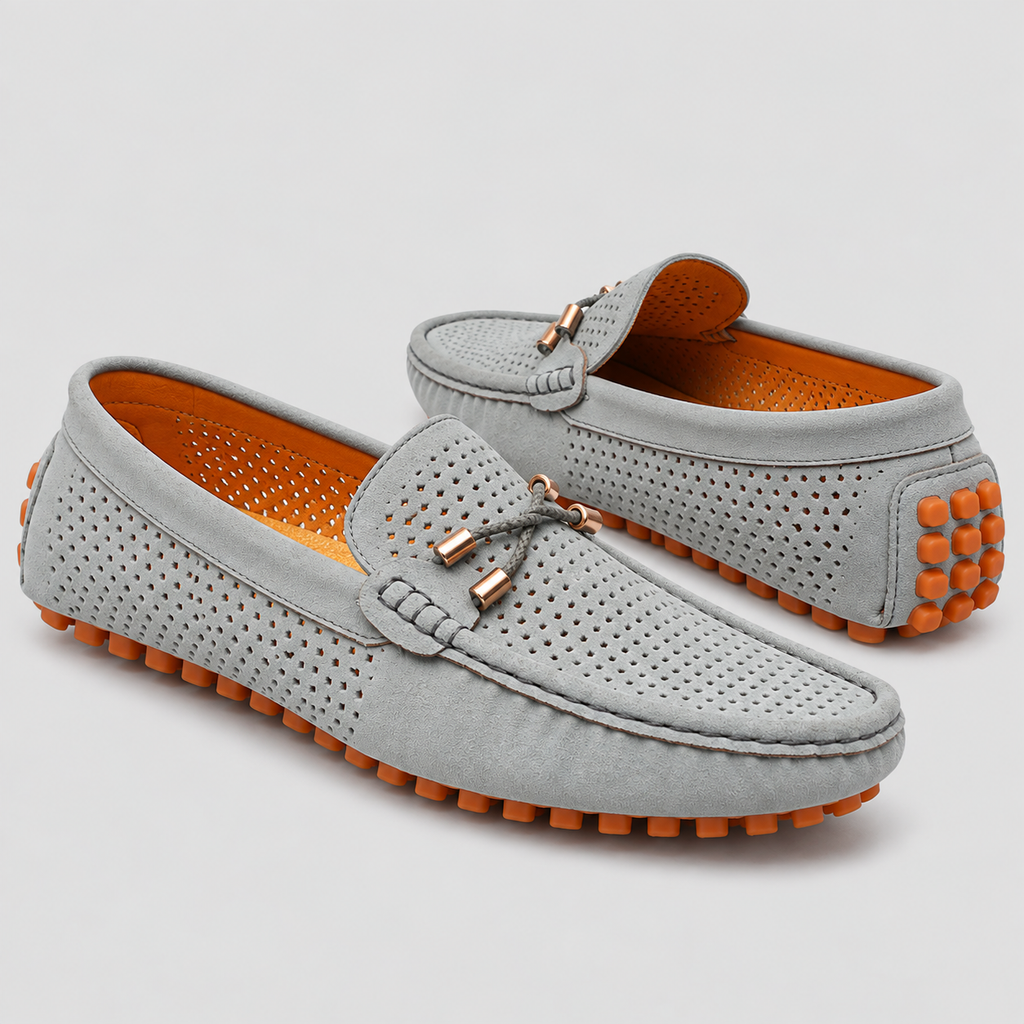 Herre Perforerede Læder-Loafers – Slip-On Mokkasiner