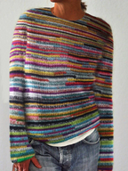 Wendy – Unik Stribet Sweater med Lange Ærmer til Kvinder