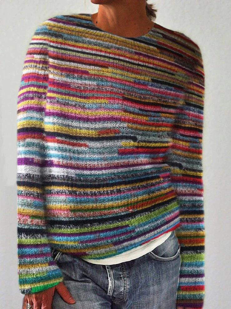 Wendy – Unik Stribet Sweater med Lange Ærmer til Kvinder