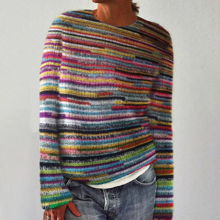 Wendy – Unik Stribet Sweater med Lange Ærmer til Kvinder