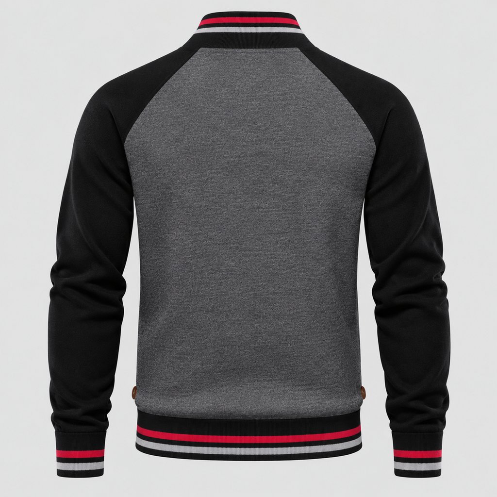 Cardigan med Lynlås til Herrer - Colorblock Ærmer og Stribet Kant