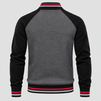 Cardigan med Lynlås til Herrer - Colorblock Ærmer og Stribet Kant