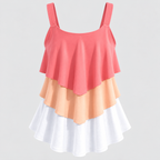 Tankini Sæt til Damer - Løs Top med Samlet Halsudskæring og Shorts