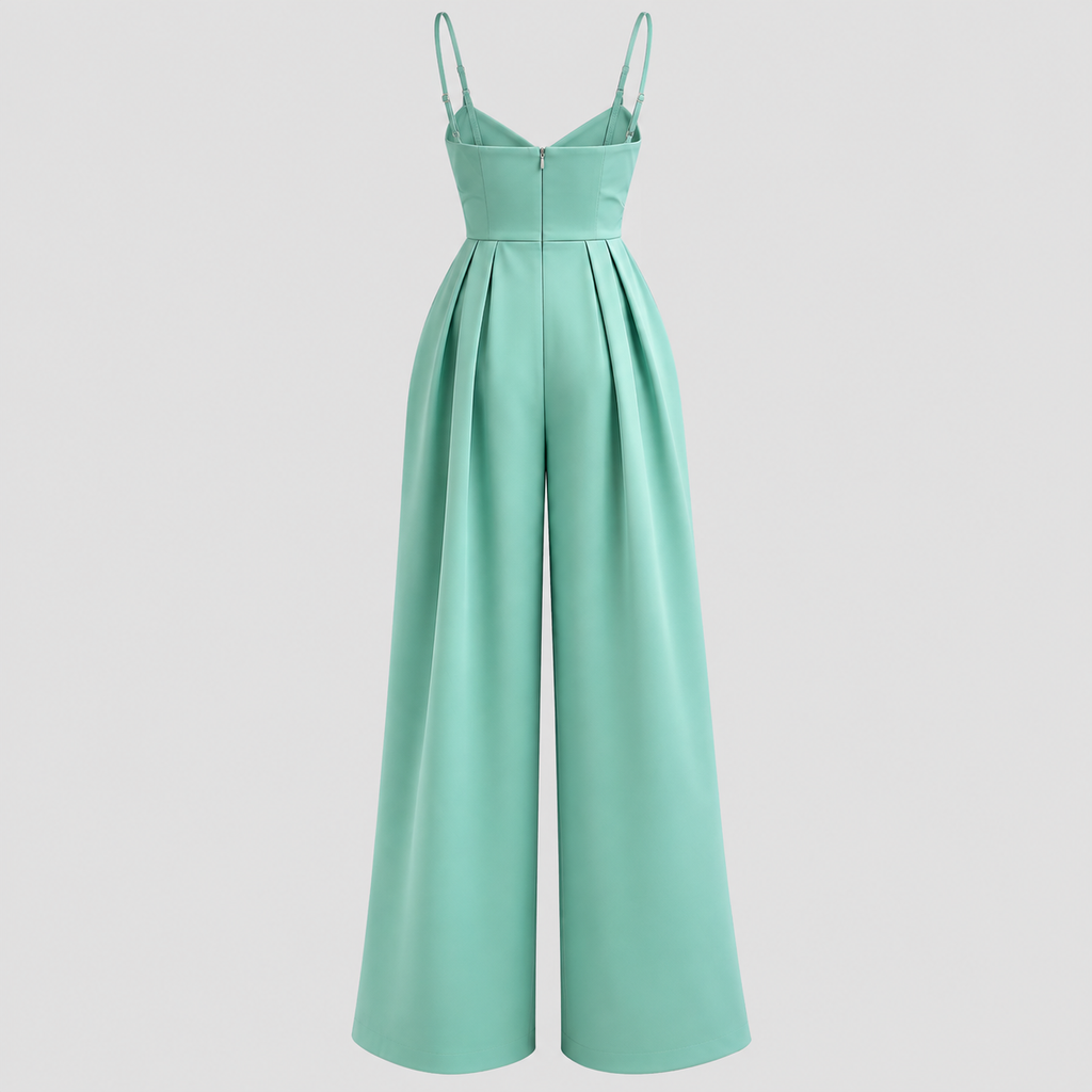 Jumpsuit med Brede Ben til Damer - Wrap Top og Spaghettistropper