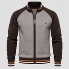 Cardigan med Lynlås til Herrer - Colorblock Ærmer og Stribet Kant
