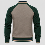 Cardigan med Lynlås til Herrer - Colorblock Ærmer og Stribet Kant