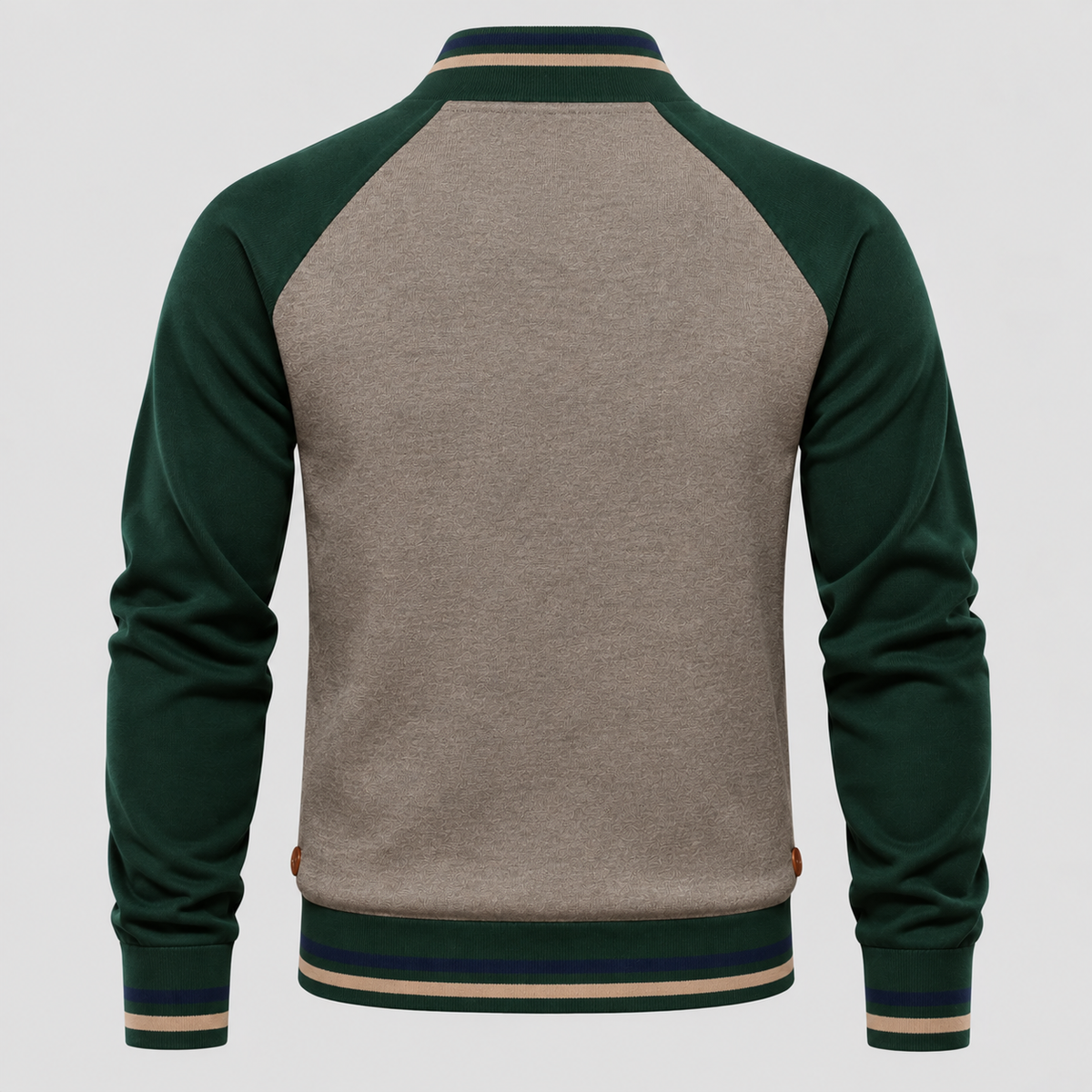 Cardigan med Lynlås til Herrer - Colorblock Ærmer og Stribet Kant