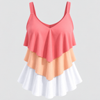 Tankini Sæt til Damer - Løs Top med Samlet Halsudskæring og Shorts
