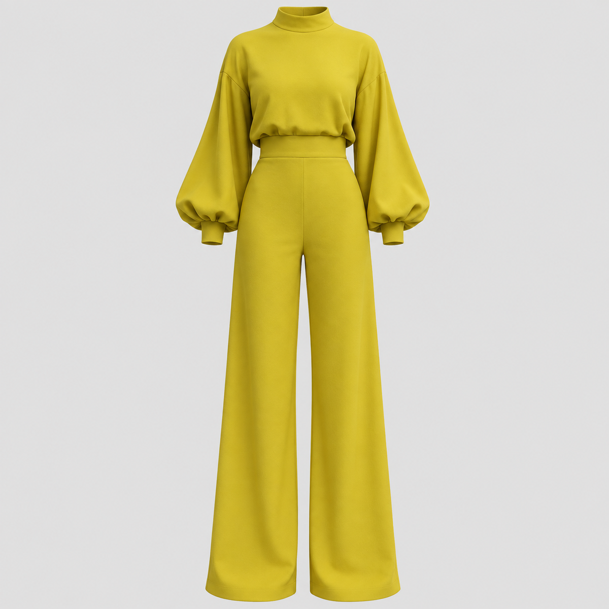 Langærmet Jumpsuit til Damer - Puffærmer og Brede Ben