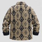 Overshirt i Uld til Herrer - Geometrisk Mønster med Kontrastkant