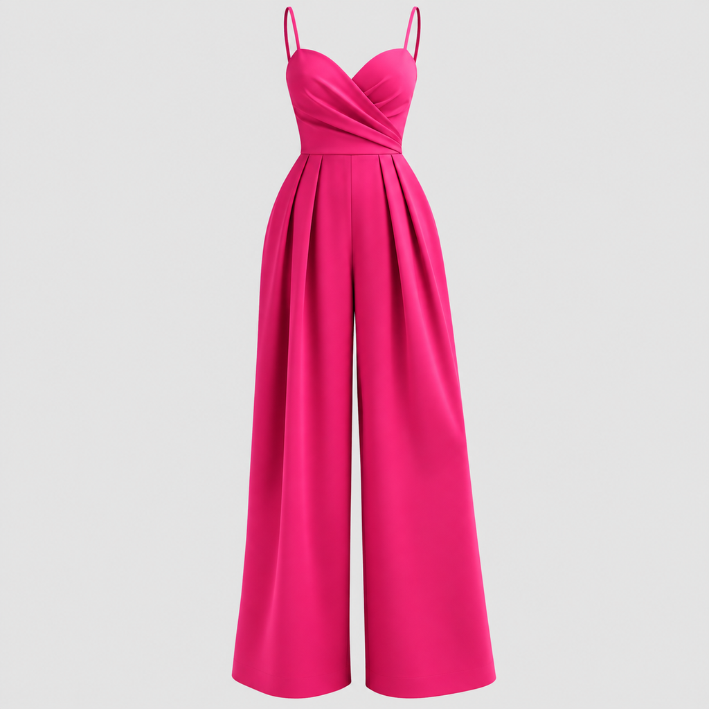 Jumpsuit med Brede Ben til Damer - Wrap Top og Spaghettistropper