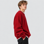 Chunky Strikket Sweater til Herrer - Oversized med Ribbede Manchetter