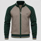 Cardigan med Lynlås til Herrer - Colorblock Ærmer og Stribet Kant