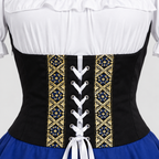 Blå Oktoberfest Kjole til Damer - Overdel i Korsetstil og Pufærmer