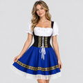 Blå Oktoberfest Kjole til Damer - Overdel i Korsetstil og Pufærmer