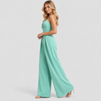 Jumpsuit med Brede Ben til Damer - Wrap Top og Spaghettistropper