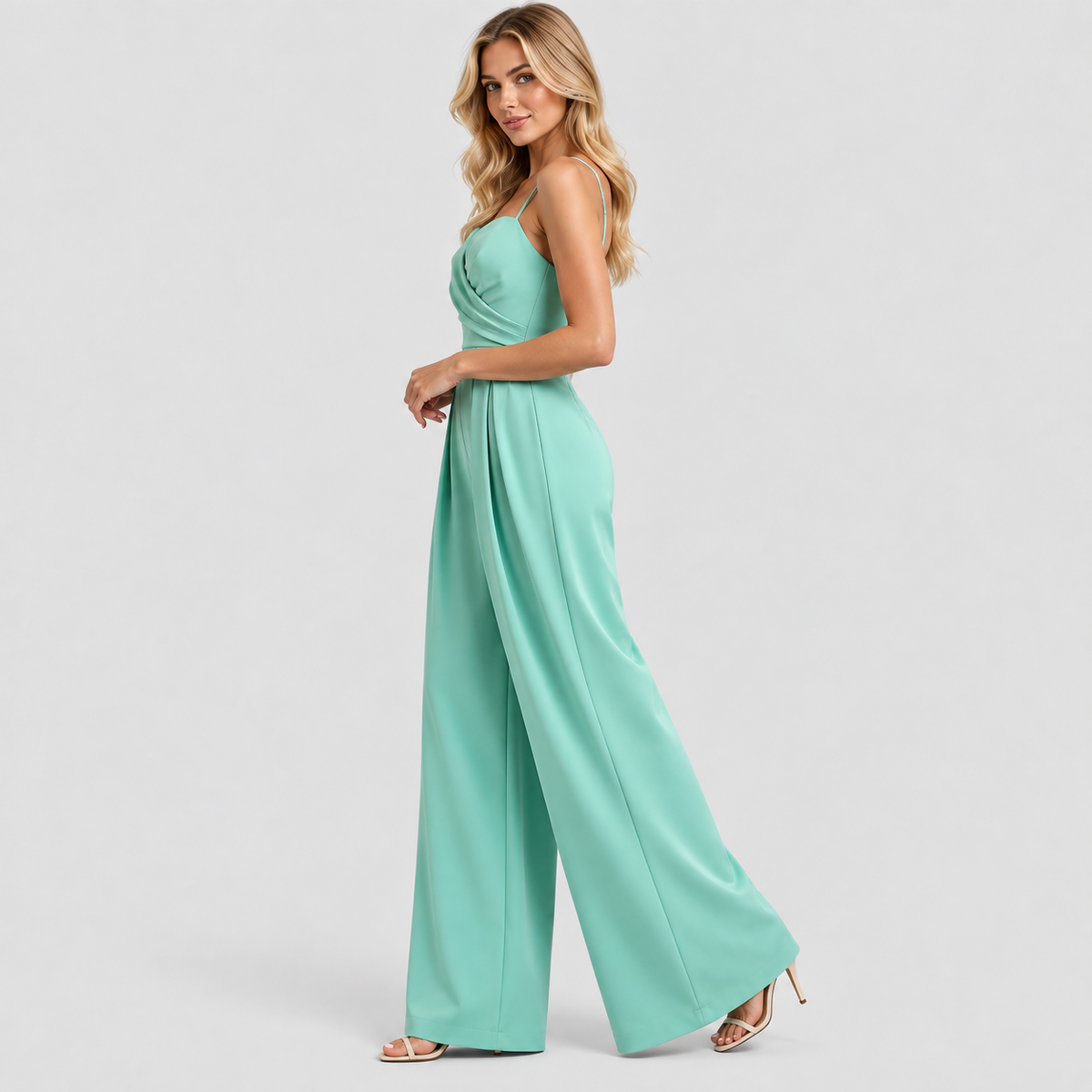Jumpsuit med Brede Ben til Damer - Wrap Top og Spaghettistropper