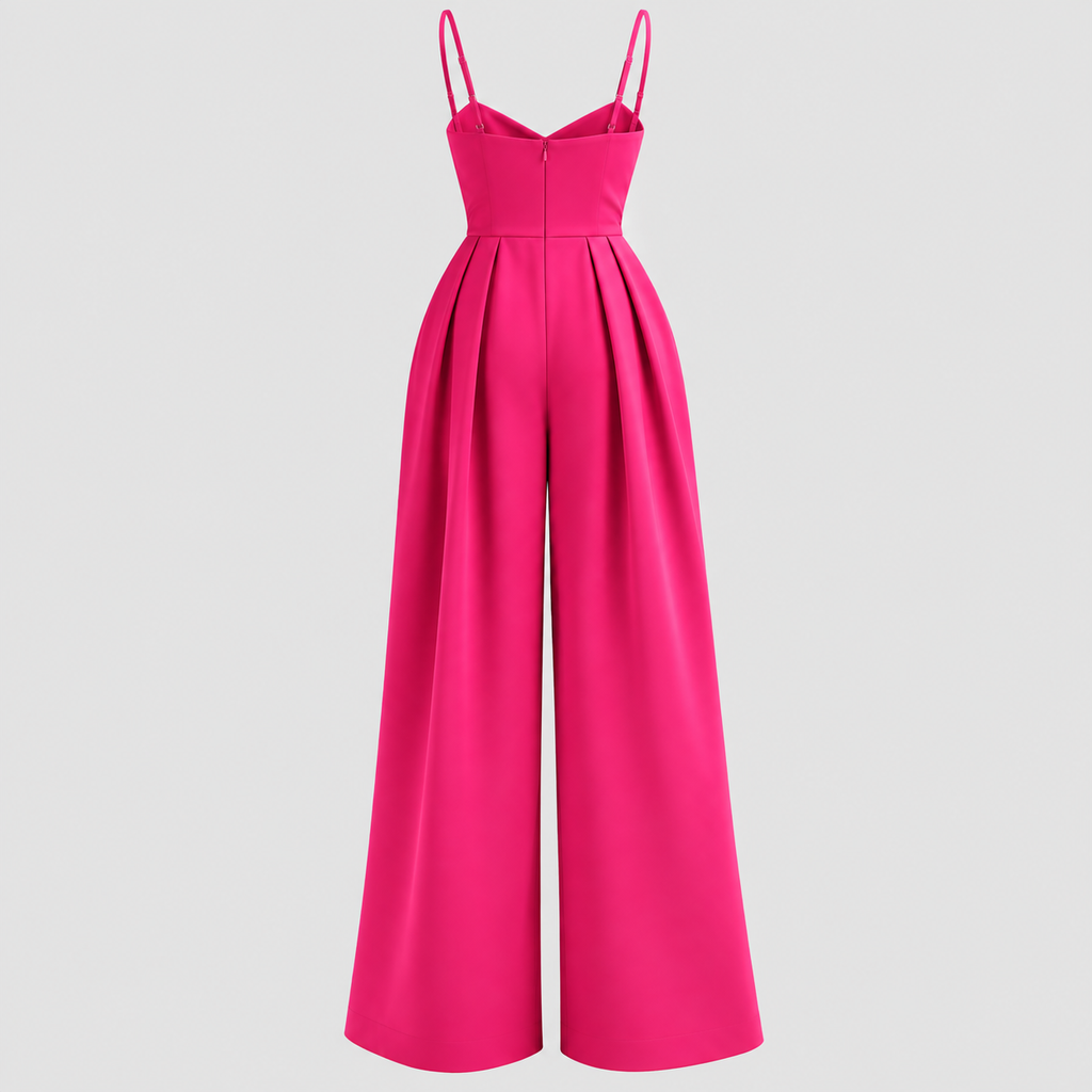 Jumpsuit med Brede Ben til Damer - Wrap Top og Spaghettistropper