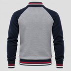 Cardigan med Lynlås til Herrer - Colorblock Ærmer og Stribet Kant