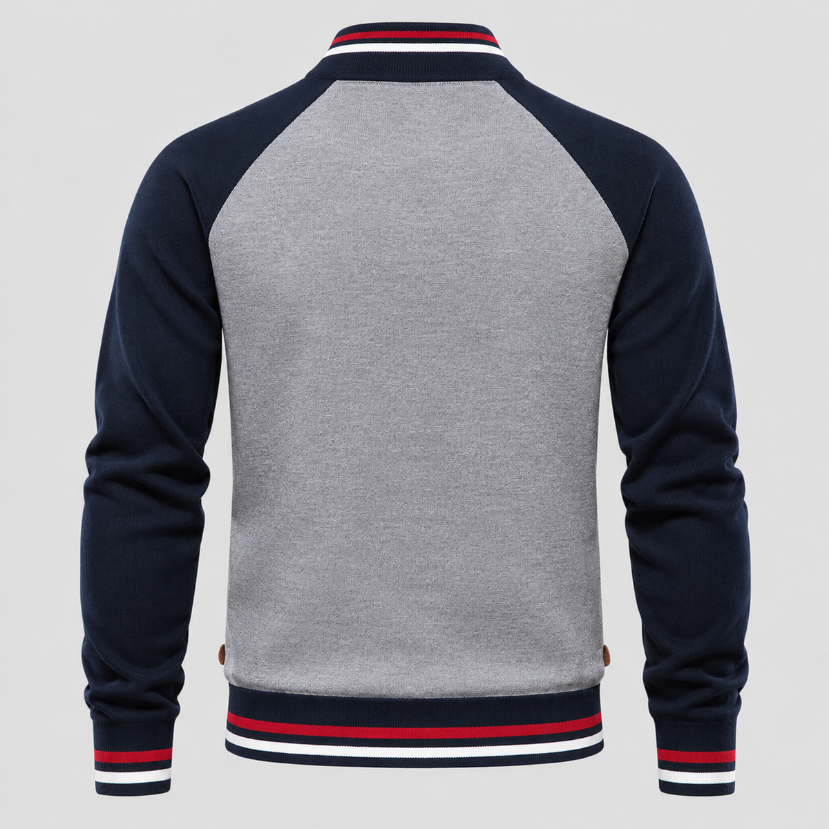 Cardigan med Lynlås til Herrer - Colorblock Ærmer og Stribet Kant
