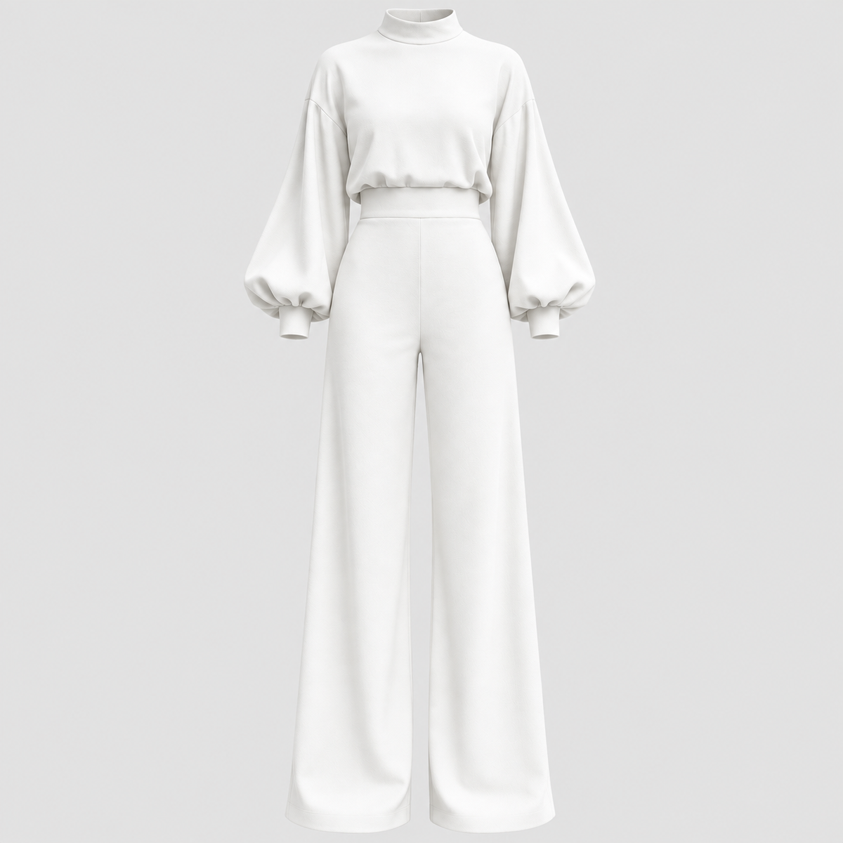 Langærmet Jumpsuit til Damer - Puffærmer og Brede Ben