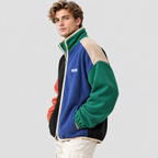 Colorblock Jakke - Høj Krave med Lynlås i Fuld Længde