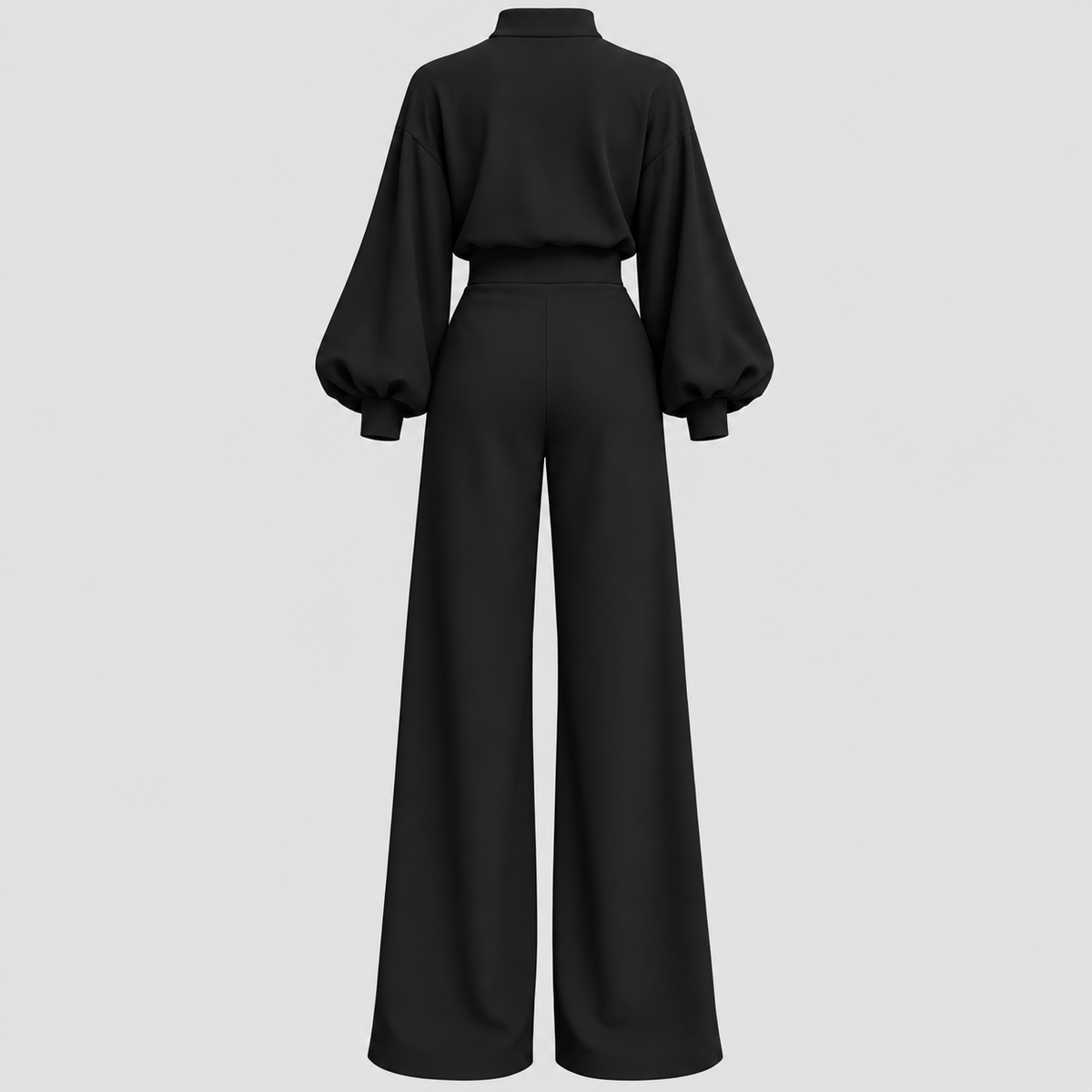 Langærmet Jumpsuit til Damer - Puffærmer og Brede Ben