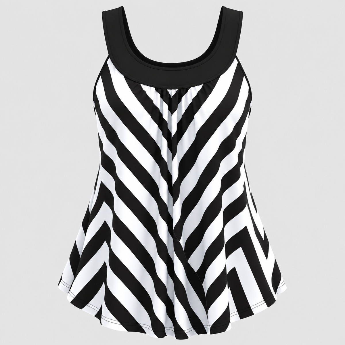 Tankini Sæt til Damer - Løs Top med Samlet Halsudskæring og Shorts