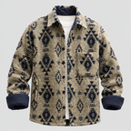 Overshirt i Uld til Herrer - Geometrisk Mønster med Kontrastkant