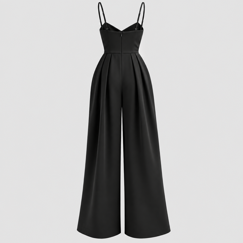 Jumpsuit med Brede Ben til Damer - Wrap Top og Spaghettistropper